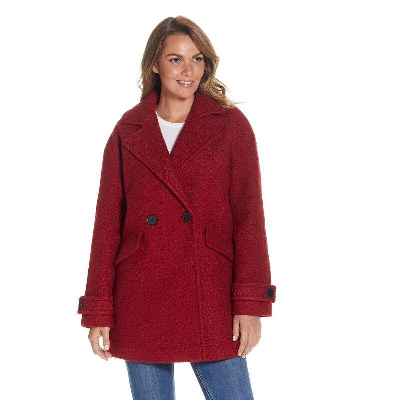 ウェザーキャスト レディース アウター ジャケット・ブルゾン コート Womens Weathercast Double Breasted Boucle Peacoat Red レッド