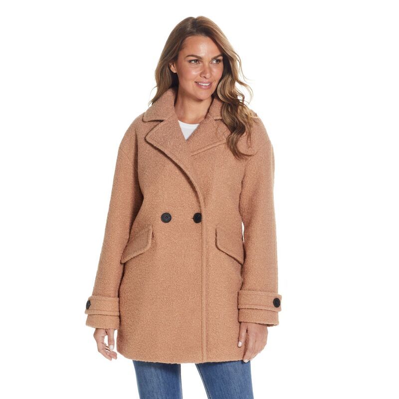 ウェザーキャスト レディース アウター ジャケット・ブルゾン コート Womens Weathercast Double Breasted Boucle Peacoat Camel キャメル