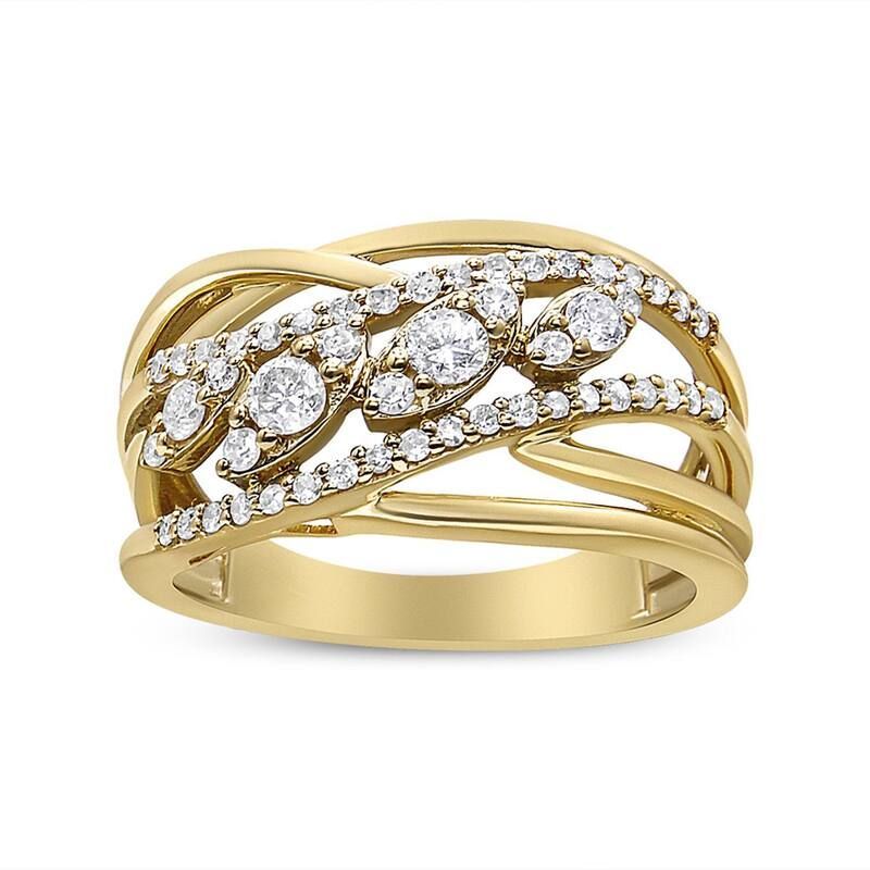 ハウスオブブリリアンス レディース アクセサリー リング Haus of Brilliance 10k Gold 12 CaratW Roundiamond Split Shank Cocktail
