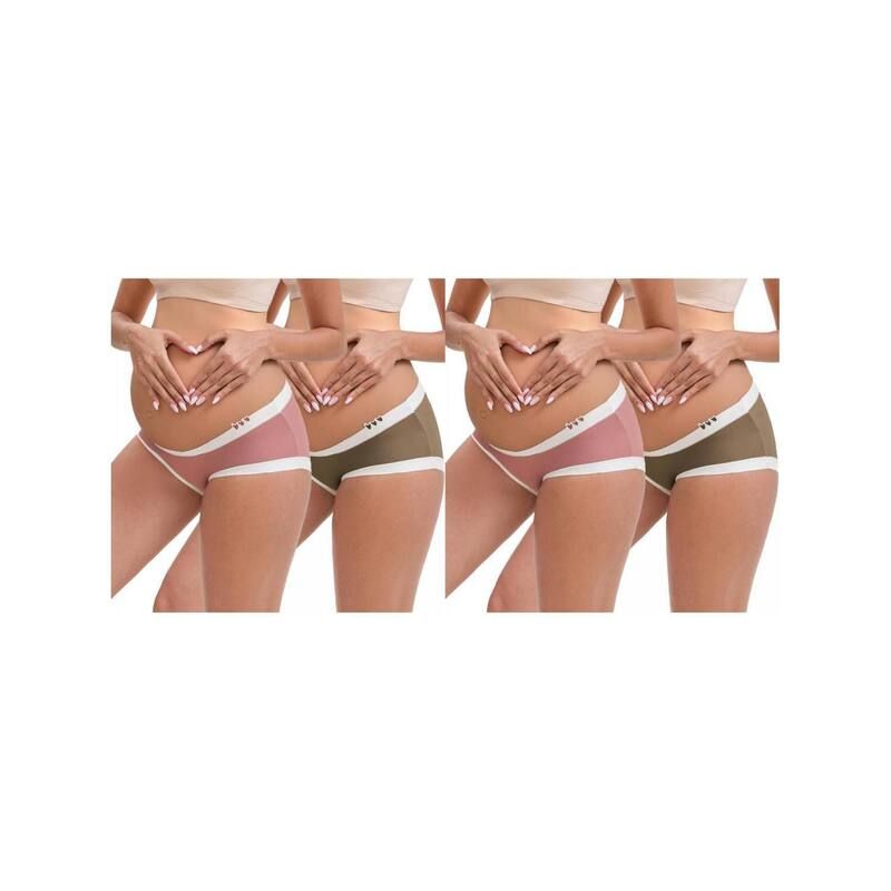 【送料無料】 インスパイア シック レディース パンツ アンダーウェア 4 Packs Womens Ice Silk Ribbed VShaped Low Rise Maternity Briefs