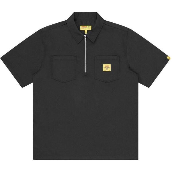 アイスクリーム メンズ トップス シャツ ハーフジップ ICECREAMens Quarter Zip Work Patterned Short Sleeve Shirt Black ブラック
