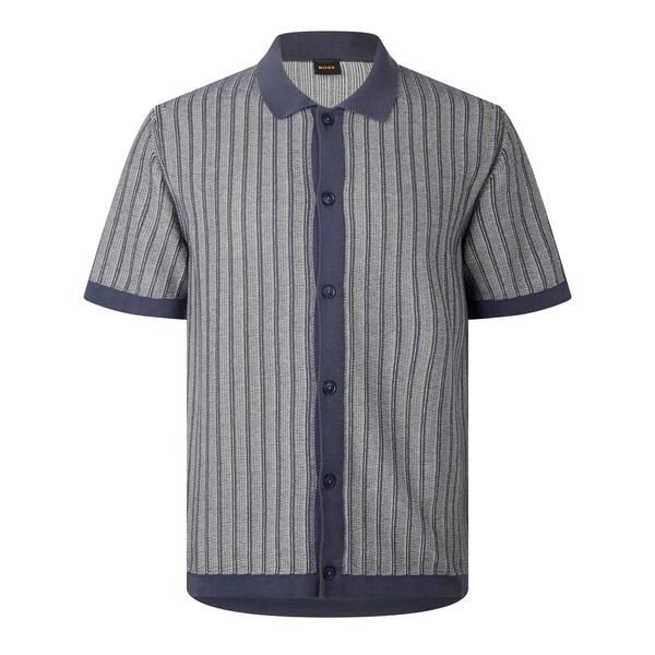 ボス メンズ トップス シャツ Boss Mens Patterned Short Sleeve Shirt Dark Blue 406 ブルー
