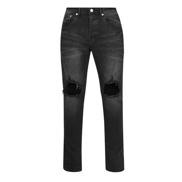 パープルブランド メンズ ボトムス デニムパンツ ジーンズ Purple Brand Mid Rise Distressed Jeans Black Blowout ブラック