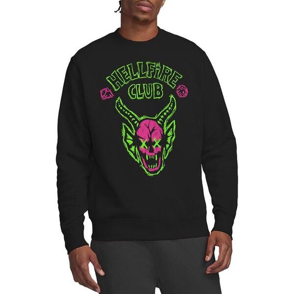 ストレンジャーシングス メンズ トップス Tシャツ ロゴ Stranger Thingstranger Things Hellfire Neon Sketch Logo Sweatshi Black