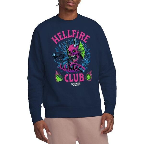 ストレンジャーシングス メンズ アウター パーカー・スウェット シャツ Stranger Thingstranger Things Hellfire Neon Dice Sweatshirt Navy