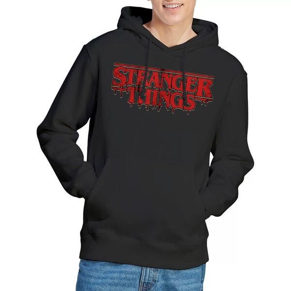 ストレンジャーシングス メンズ アウター パーカー・スウェット ロゴ Stranger Thingstranger Things Retro Drippy Logo Hoodie Black ブラック