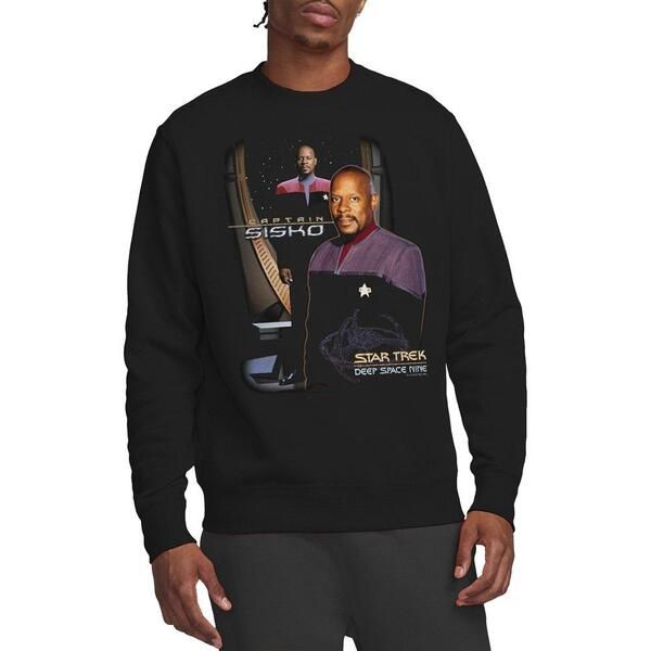 スター・トレック メンズ アウター パーカー・スウェット シャツ キャップ Star Trek Star Trek Captain Sisko Crew Sweatshirt Black ブラック