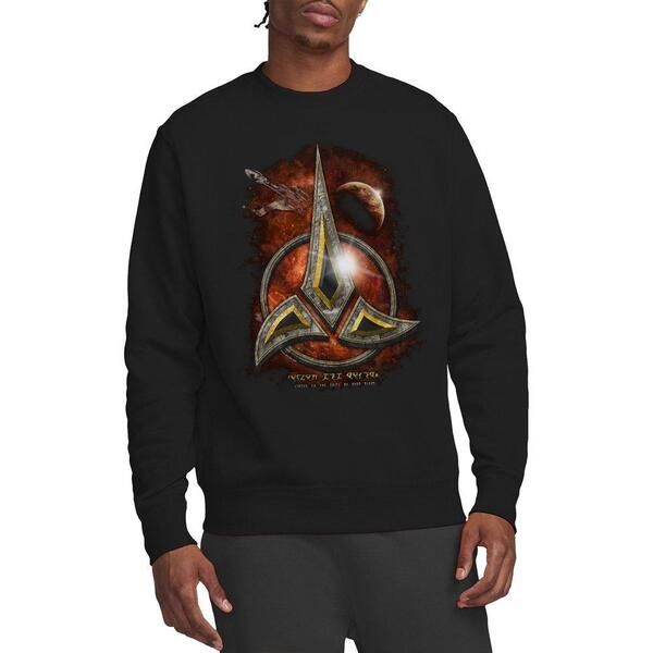 スター・トレック メンズ アウター パーカー・スウェット シャツ Star Trek Star Treklingon Crest Crew Sweatshirt Black ブラック