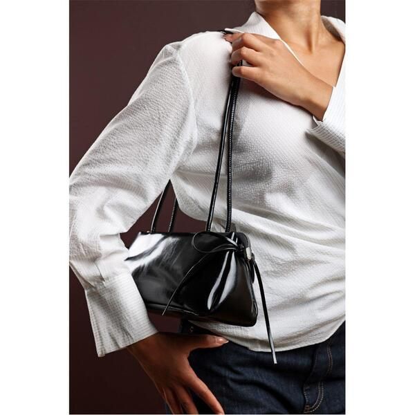 ホエアズザットフロム レディース バッグ Wheres That From Wheres Glossy Black Patent Handheld Shoulder Bag Black ブラック