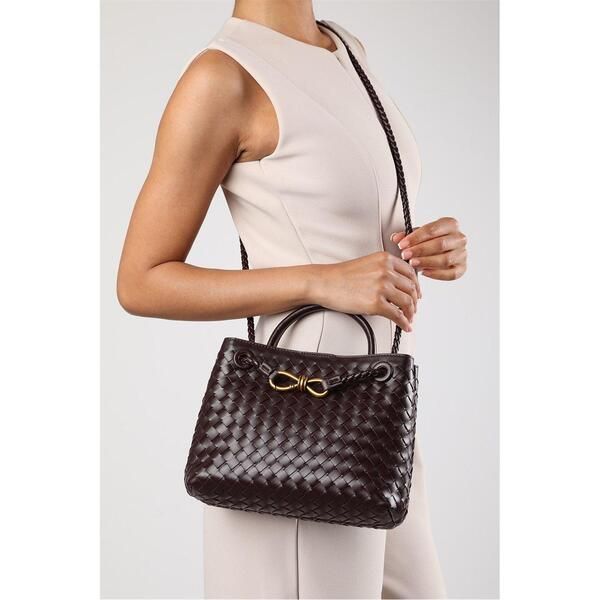 ホエアズザットフロム レディース バッグ レザー Wheres That From Wheres Woven Leather Tote bag with Goldetail Brown ブラウン