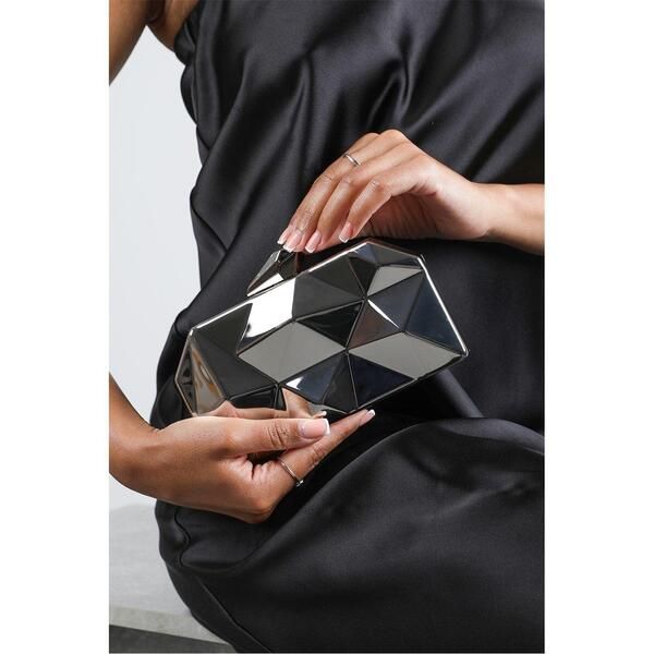 ホエアズザットフロム レディース バッグ Wheres That From Wheres Geometriclutch Bag With Snap Closure Silver シルバー