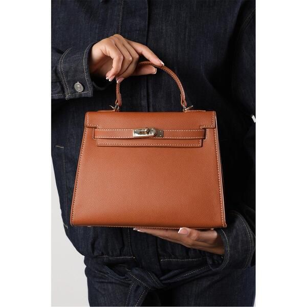 ホエアズザットフロム レディース バッグ ミニ Wheres That From Wheres Top Handle Satchel Mini Tote Bag with TurnLock Brown