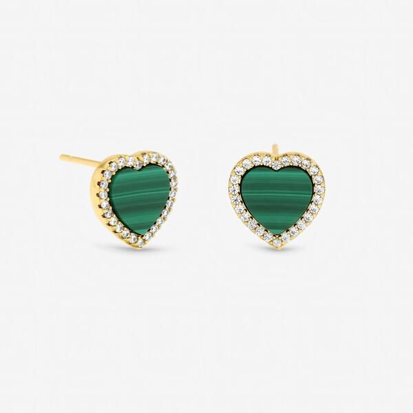 ジョンリチャード レディース アクセサリー ピアス・イヤリング Jon Richard Gold Plated Crystal and Malachite Heart Stud s Gold ゴールド