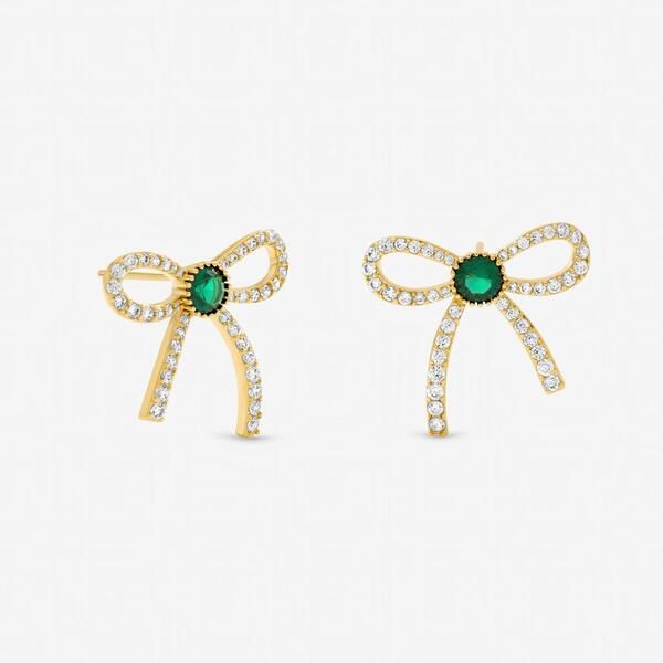 ジョンリチャード レディース アクセサリー ピアス・イヤリング Jon Richard Gold Plated Emerald Crystal Bow Studs Gold ゴールド