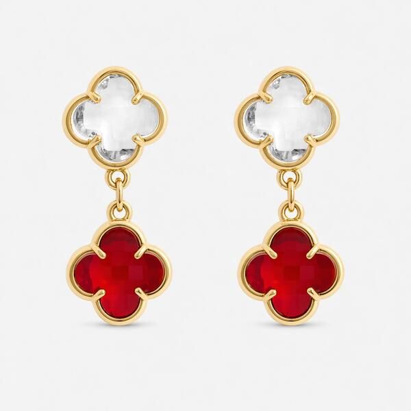 ジョンリチャード レディース アクセサリー ピアス・イヤリング Jon Richard Gold Plated Ruby and Crystal Clover Drop Earrings Gold ゴ