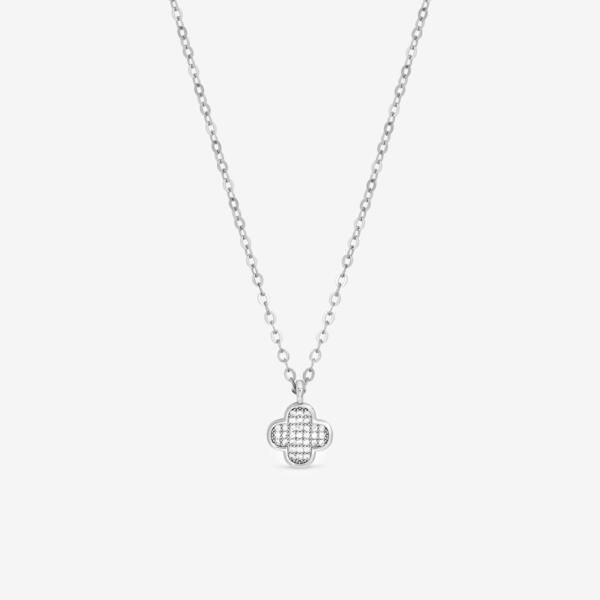 ジョンリチャード レディース アクセサリー ネックレス・チョーカー・ペンダントトップ Jon Richard Rhodium Plated Micro Pave Clover Pendant Silv