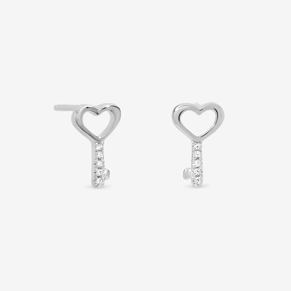 シンプリーシルバー レディース アクセサリー ピアス・イヤリング Simply Silver Sterling Silver 925 Polished Heart Key Studsilver シルバ