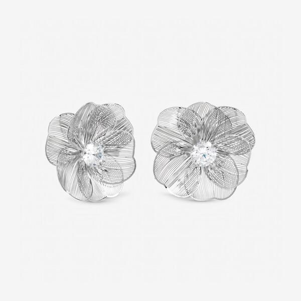 ジョンリチャード レディース アクセサリー ピアス・イヤリング Jon Richard Rhodium Plated Crystal Statement Flower Earringsilver シル