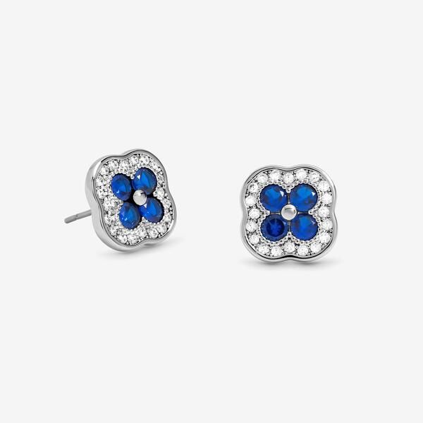 ジョンリチャード レディース アクセサリー ピアス・イヤリング Jon Richard Rhodium Plated Crystal and Sapphire Clover Studsilver シル