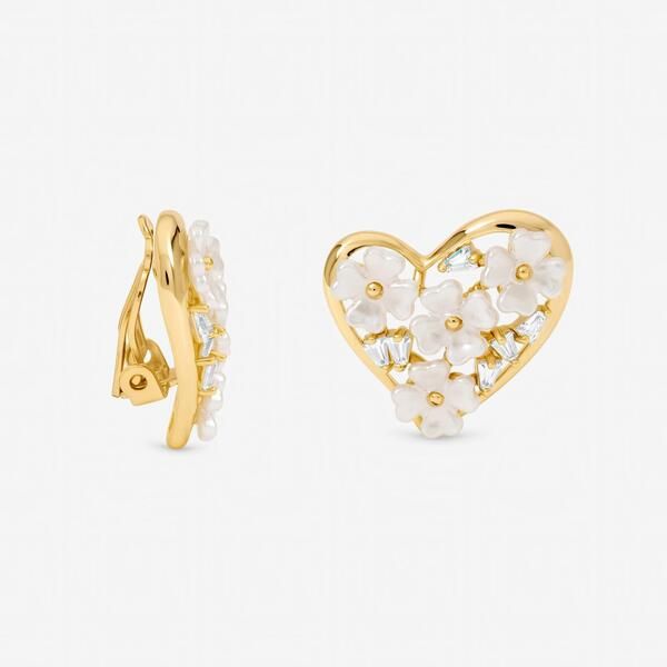 ジョンリチャード レディース アクセサリー ピアス・イヤリング フラワー柄 フラワー Jon Richard Gold Plated Floral Encrusted Heart Clip Earri