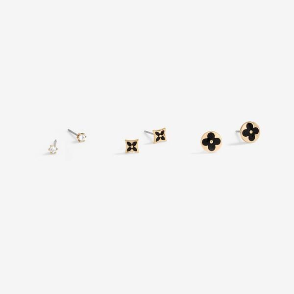 ジョンリチャード レディース アクセサリー ピアス・イヤリング Jon Richard Gold Plated And Jet Enamel Earrings Pack Of 3 Gold ゴールド
