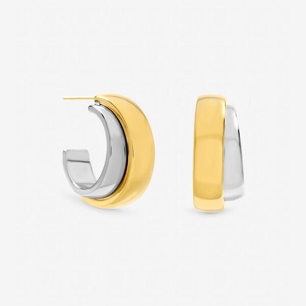 ジョンリチャード レディース アクセサリー ピアス・イヤリング Jon Richard Two Tone Waterproof Double Row Hoop Earrings Gold ゴールド