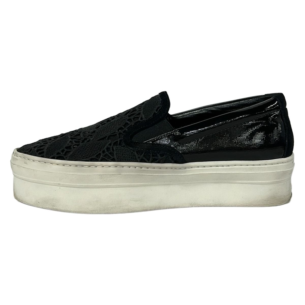 FERRAGAMO/SalvatoreFerragamo(サルバトーレフェラガモ) スリッポン 7 1/2M レディース - 黒 レース レザー
