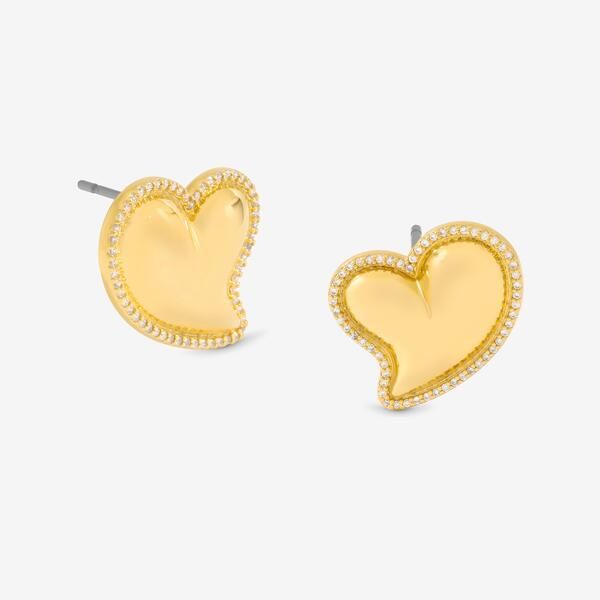 ジョンリチャード レディース アクセサリー ピアス・イヤリング Jon Richard Puff Heart And Cubic Zirconia Stud Earrings Gold ゴールド
