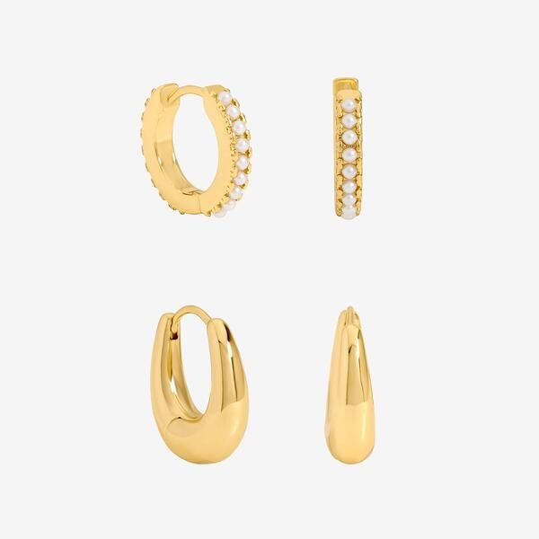 ジョンリチャード レディース アクセサリー ピアス・イヤリング Jon Richard Gold Polished Pearl Hoops Pack of 2 Gold ゴールド