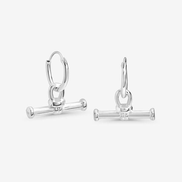 シンプリーシルバー レディース アクセサリー ピアス・イヤリング Simply Silver Sterling Silver 925 Textured T Bar Hoop Earringsilver