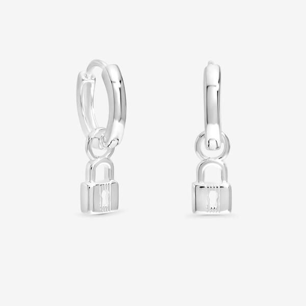 シンプリーシルバー レディース アクセサリー ピアス・イヤリング Simply Silver Sterling Silver 925 Padlock Charm Hoopsilver シルバー