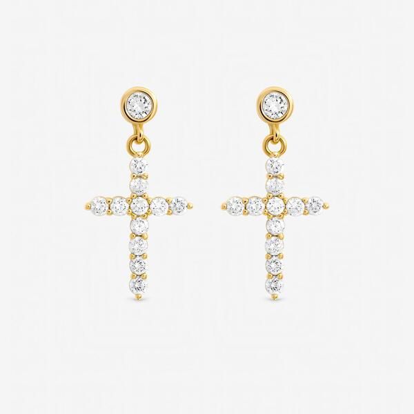 ジョンリチャード レディース アクセサリー ピアス・イヤリング Jon Richard Gold Plated Cubic Zirconia Cross Earrings Gold ゴールド