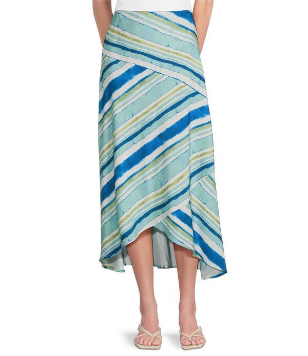 シティブルース レディース ボトムスカート アシンメトリー マキシ City Blues Multicolor Diagonal Stripe Asymmetrical Hem PullOn Maxi