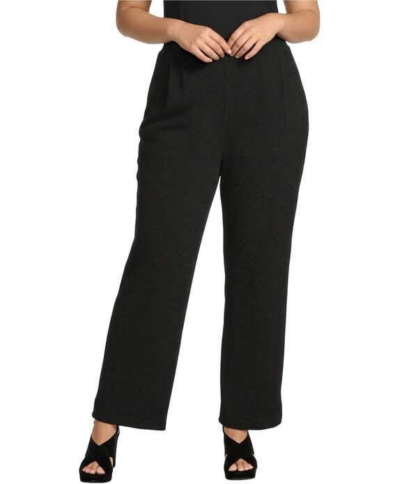 カレッサ レディース ボトムス カジュアルパンツ ワイドレッグ プラスサイズ アンクル ニット Calessa Plusize Textured Knit Wide Leg PullOn Ankle