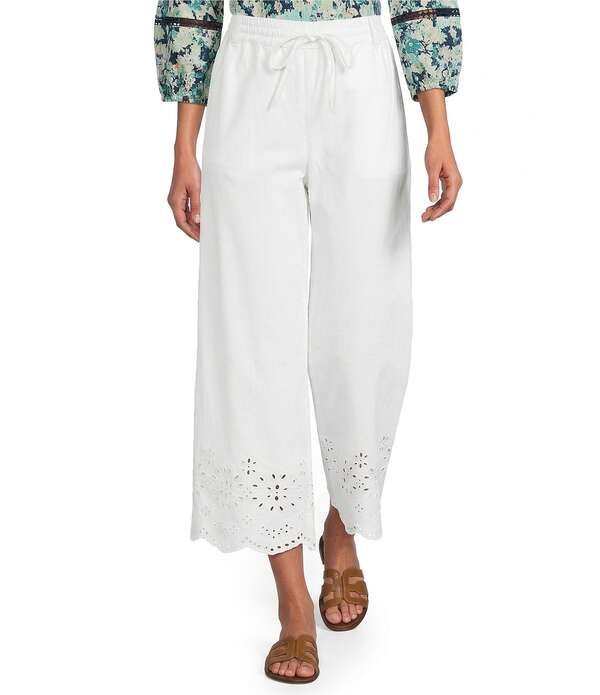 ナーチャー レディース ボトムス カジュアルパンツ ワイドレッグ プチ 刺繍 Nurture Petite Size High Risembroidered PullOn Wide Leg Cropa