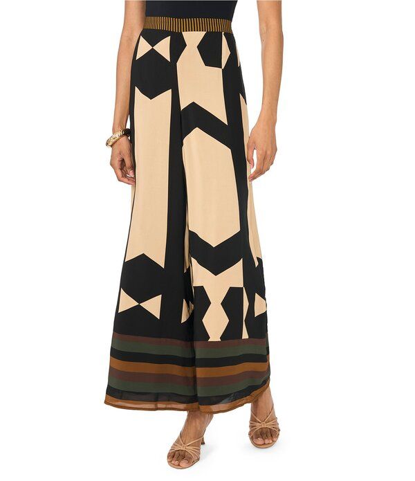 ヴィンスカムート レディース ボトムス カジュアルパンツ ワイドレッグ プリント Vince Camuto Wide Leg Printed Coordinating Pants Rich Black