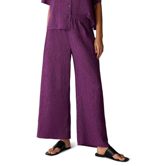 エイリーンフィッシャー レディース ボトムス カジュアルパンツ アンクル Eileen Fisher Textured Crinkle Woven Plisse WideLeg PullOn Ankl