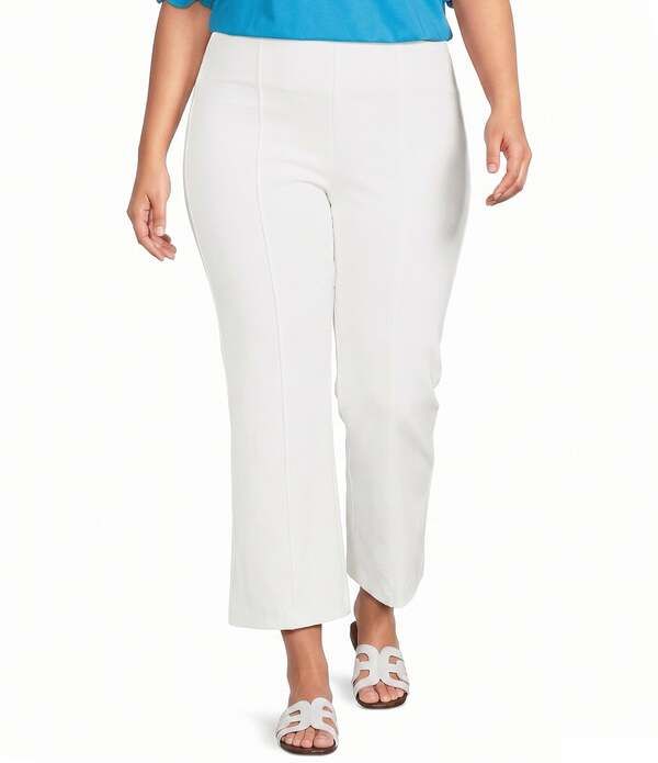 カレッサ レディース ボトムス カジュアルパンツ ワイドレッグ プラスサイズ クロップド Calessa Plusize Wide Leg Cropped PullOn Pants White ホワイ