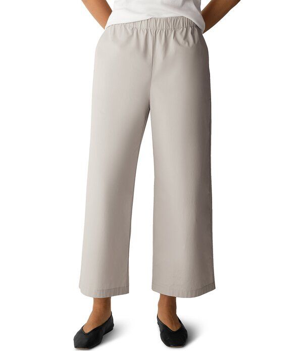 エイリーンフィッシャー レディース ボトムス カジュアルパンツ コットン Eileen Fisher Organicotton Poplin WideLeg PullOn Pants Chalk チョ
