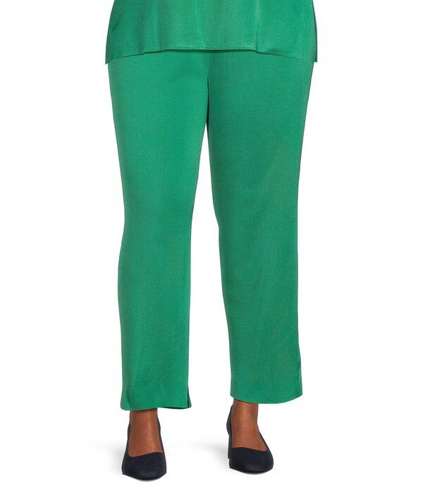 ミンウォン レディース ボトムス カジュアルパンツ プラスサイズ アンクル ニット Ming Wang Plusize Knit PullOn Ankle Pants Kelly Green グリーン