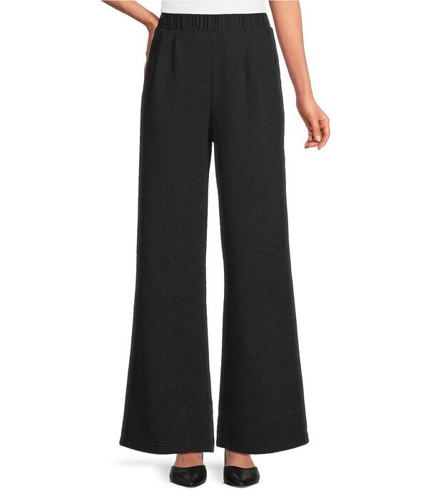 カレッサ レディース ボトムス カジュアルパンツ ワイドレッグ アンクル ニット Calessa Textured Knit Wide Leg PullOn Ankle Pants Black ブラッ