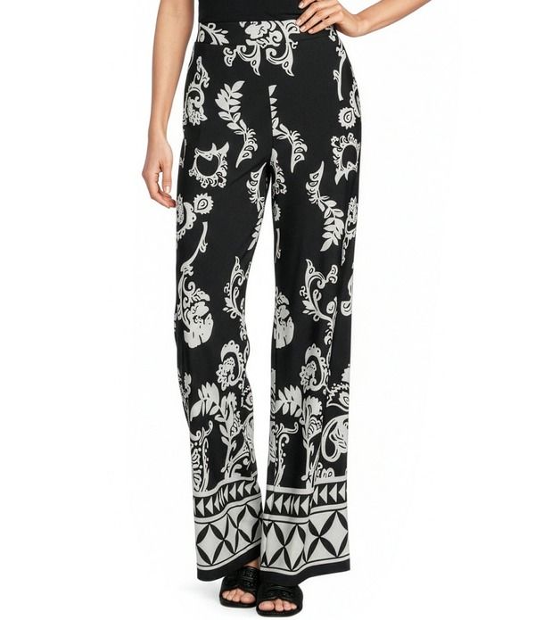 カレッサ レディース ボトムス カジュアルパンツ ワイドレッグ プリント ニット ジャージー Calessa Knit Jersey Mosaic Border Print Wide Leg Pant