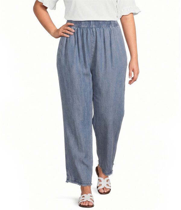 カレッサ レディース ボトムス カジュアルパンツ ワイドレッグ プラスサイズ Calessa Plusize Wide Leg PullOn Pants Indigo インディゴ