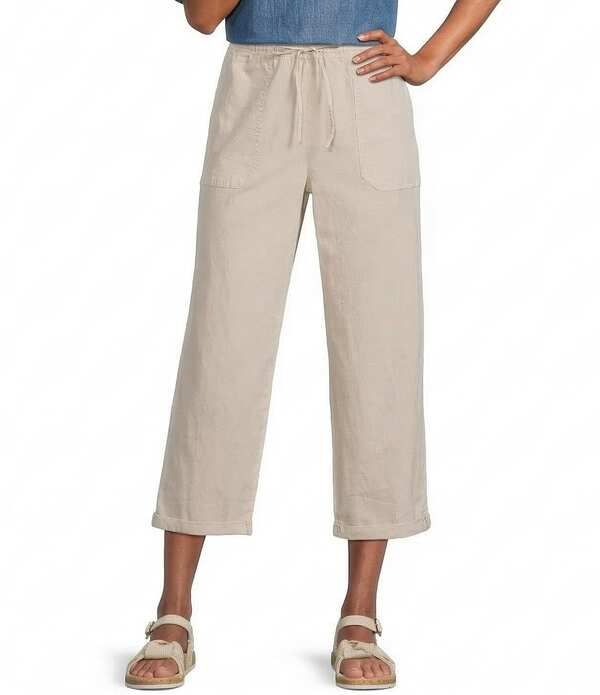 ナーチャー レディース ボトムス カジュアルパンツ ストレート リネン Nurture Stretch Linen Blend Cuffed Straight Leg Cropantstone ストー