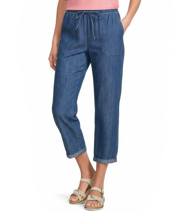 ナーチャー レディース ボトムス カジュアルパンツ ストレート リネン Nurture Stretch Linen Blend Cuffed Straight Leg Cropants Dark Bl