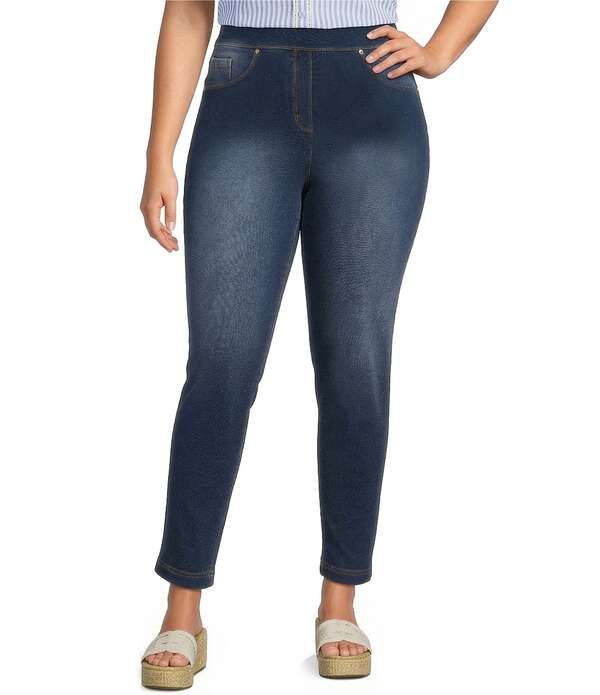カレッサ レディース ボトムス デニムパンツ プラスサイズ アンクル Calessa Plusize 4Way Stretch Denim Skinny Ankle Jeggings Dark Ind