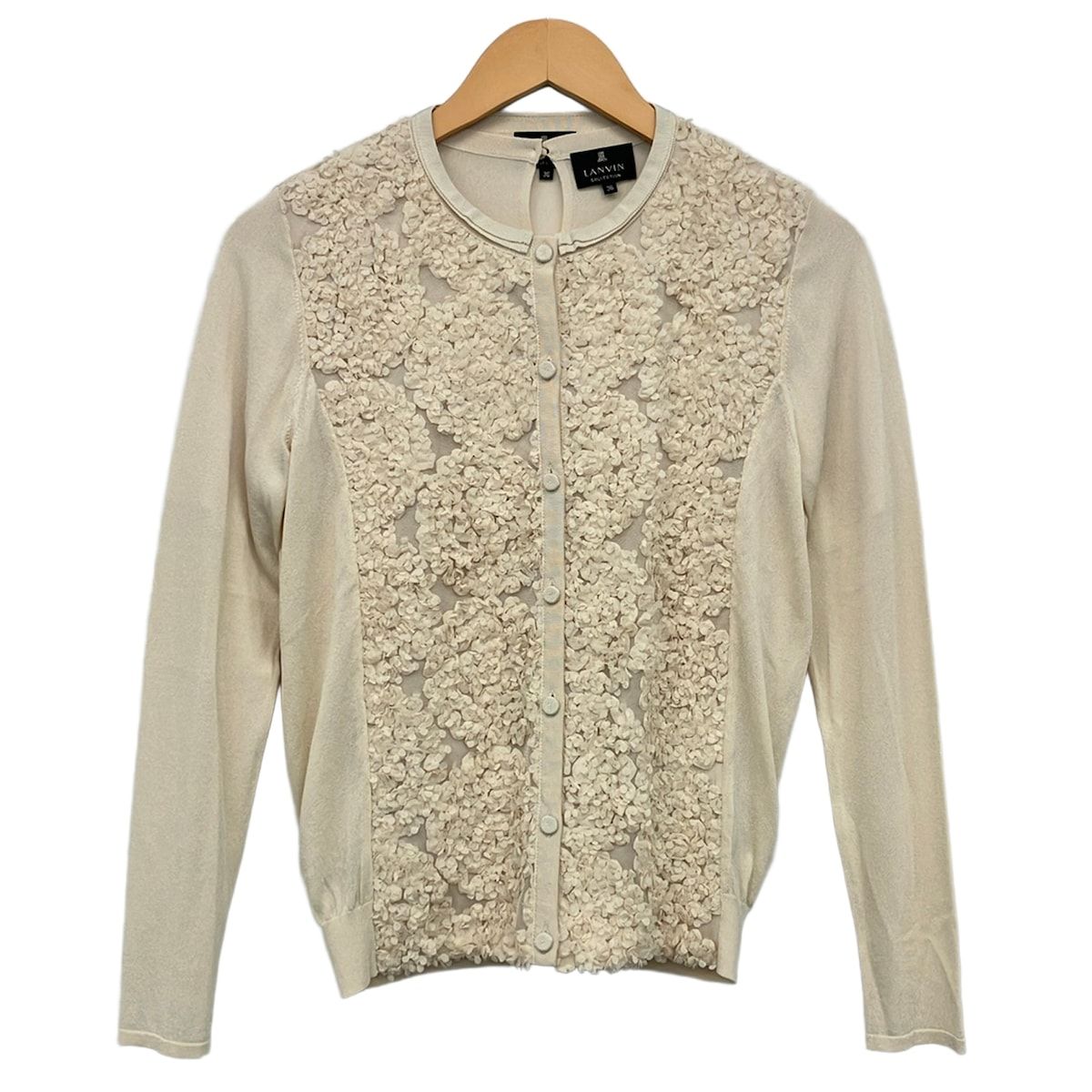 LANVIN COLLECTION(ランバンコレクション) アンサンブル レディース美品 - ライトベージュ 異素材切替/シアー