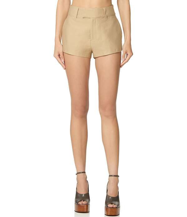 エーエフアールエム レディース ボトムス ハーフパンツ・ショーツ ショートパンツ AFRM Elson High Rise Belted Twill Hot Shorts White Pepper ホ
