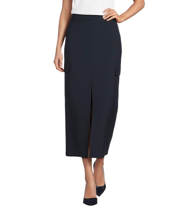アントニオ メラーニ レディース ボトムスカート フロントスリット ミディ Antonio Melani Michaela Cargo Front Slit Midi Skirt Navy ネイビー