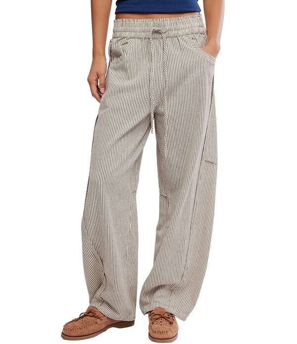 フリーピープル レディース ボトムス カジュアルパンツ Free People Somethingood Micro Stripe PullOn Barreleg Pants Ivory Combo